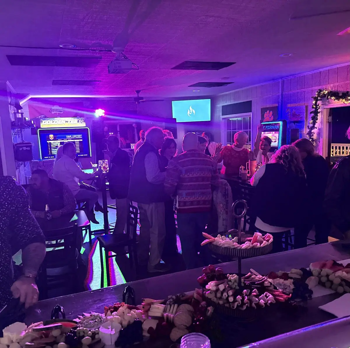 Holiday party inside Lazy Creek Taphouse