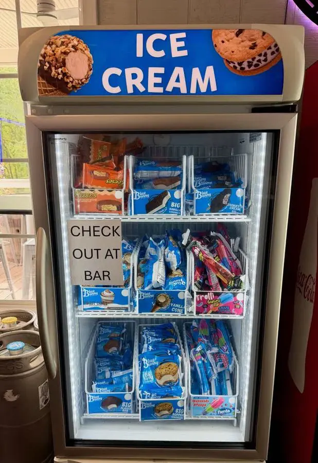 Ice cream freezer at the bar