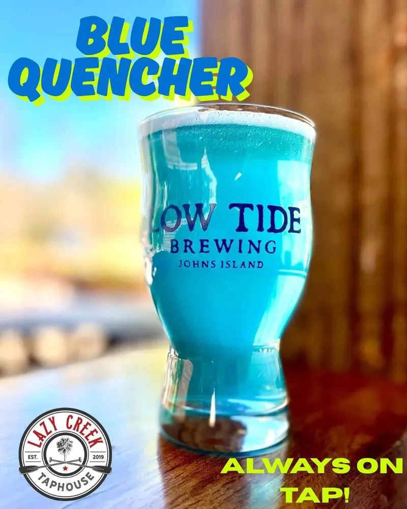 Blue Quencher from Low Tide Brewing, always on tap at Lazy Creek