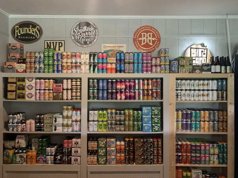 Wall of craft beer cans